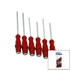 PVC AMBALAJ   KIRMIZI - PLASTİK SAPLI   DARBELİ   6LI SET   ÇİFT TARAFLI  TORNAVİDA TAKIMI
