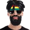 Rasta Peruklu Rasta Sakallı Bob Marley Bıyıklı Parti Gözlüğü 27x18 cm