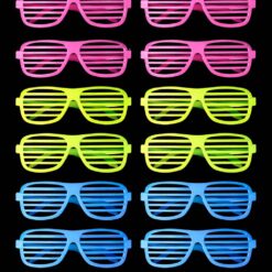 Retro Neon Fosforlu Panjur Gözlük 12 Adet – 80’ler 90’lar Parti Stili