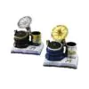 SAAT - GRAMAFON VİNTAGE DEKORATİF BİBLO - RENKLİ KALEMLİK 13X12X8.5CM REÇİNE