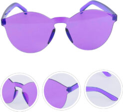 Sert Mika Oval Şekilli Çerçevesiz Mor Gözlük Retro Parti 5x14 cm