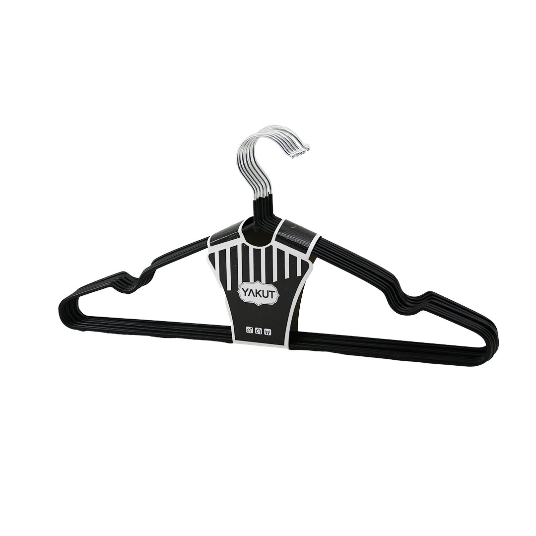 SİYAH 10PCS SİLİKON KAPLAMALI METAL ELBİSE ASKISI