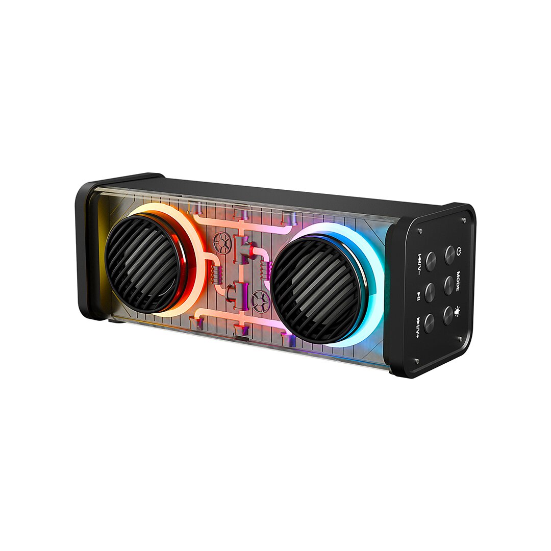 SİYAH KABLOSUZ HOPARLÖR - SPEAKER TAŞINABİLİR MP3 IŞIKLI USB ŞARJLI BT - AUX - TES 10 MT MENZİL 1200mAH PİL - 10W