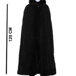 Siyah Kapüşonlu 120 cm Pelerin ve Beyaz Boyanabilir Tam Yüz Maske
