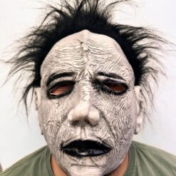 Siyah Saçlı Michael Myers Lateks Yüze Tam Yapışan Et Maske Korku Maskesi