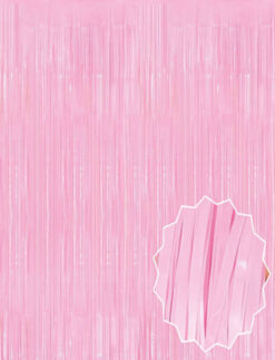 Soft Pembe Püsküllü Kapı Perdesi - Parti, Baby Shower, Cinsiyet Partisi 1x2 m