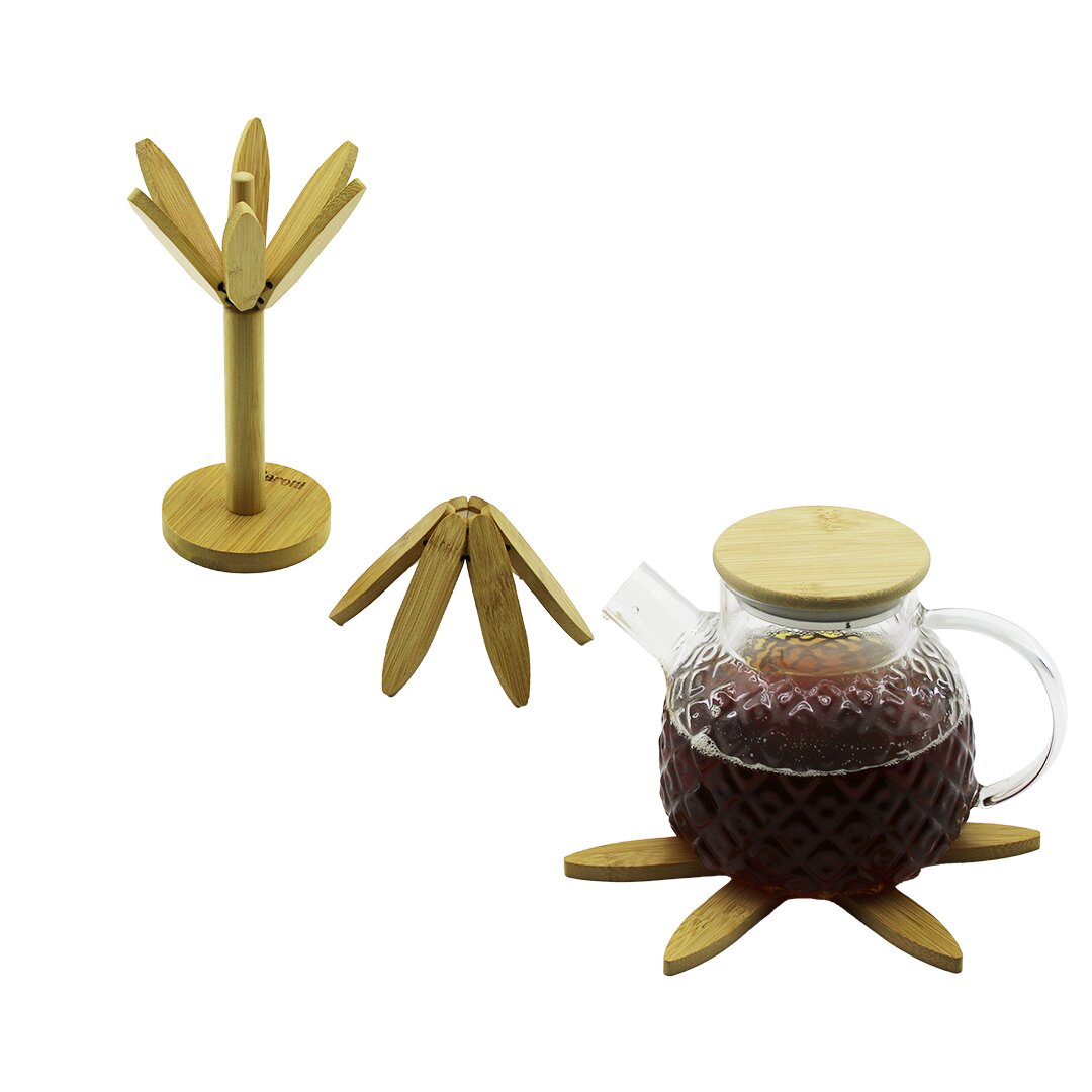 STANDLI AĞAÇ MODEL 2PCS AHŞAP BAMBU KATLANIR NİHALE 6-YAPRAKLI ÇİÇEK MODELİ= ÇAP: 20CM