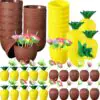 Tropikal Parti Bardak Seti – Ananas ve Hindistan Cevizi Şekilli Pipetli Bardaklar (20 Adet)