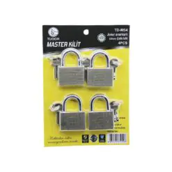 TUDOR TD-MS4 MASTER 4PCS JOKER ANAHTARLI=TEK ANAHTARLA 4 KİLİT AÇ  60MM - GRİ KISA KANCALI ÇELİK ASMA KİLİT