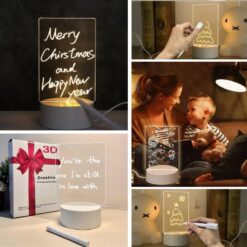 USB Kablolu Işıklı Kendiliğinden Beyaz Kalemli-Silgili Kreatif 3D Görselleştirme LED Lambası