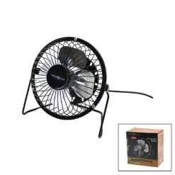 USB - MİNİ FAN METAL KASA - AYAK=360 DERECE MASA ÜSTÜ VANTİLATÖR 4-METAL PERVANE 13.5X11X15CM5V-2.5W