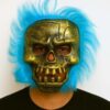 Wild Skull - Bakır Kafatası Turkuaz Saçlı İskelet Maske