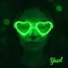 Yeşil LED Işıklı Kalp Gözlük – 3 Modlu Parti - Glow Gözlüğü
