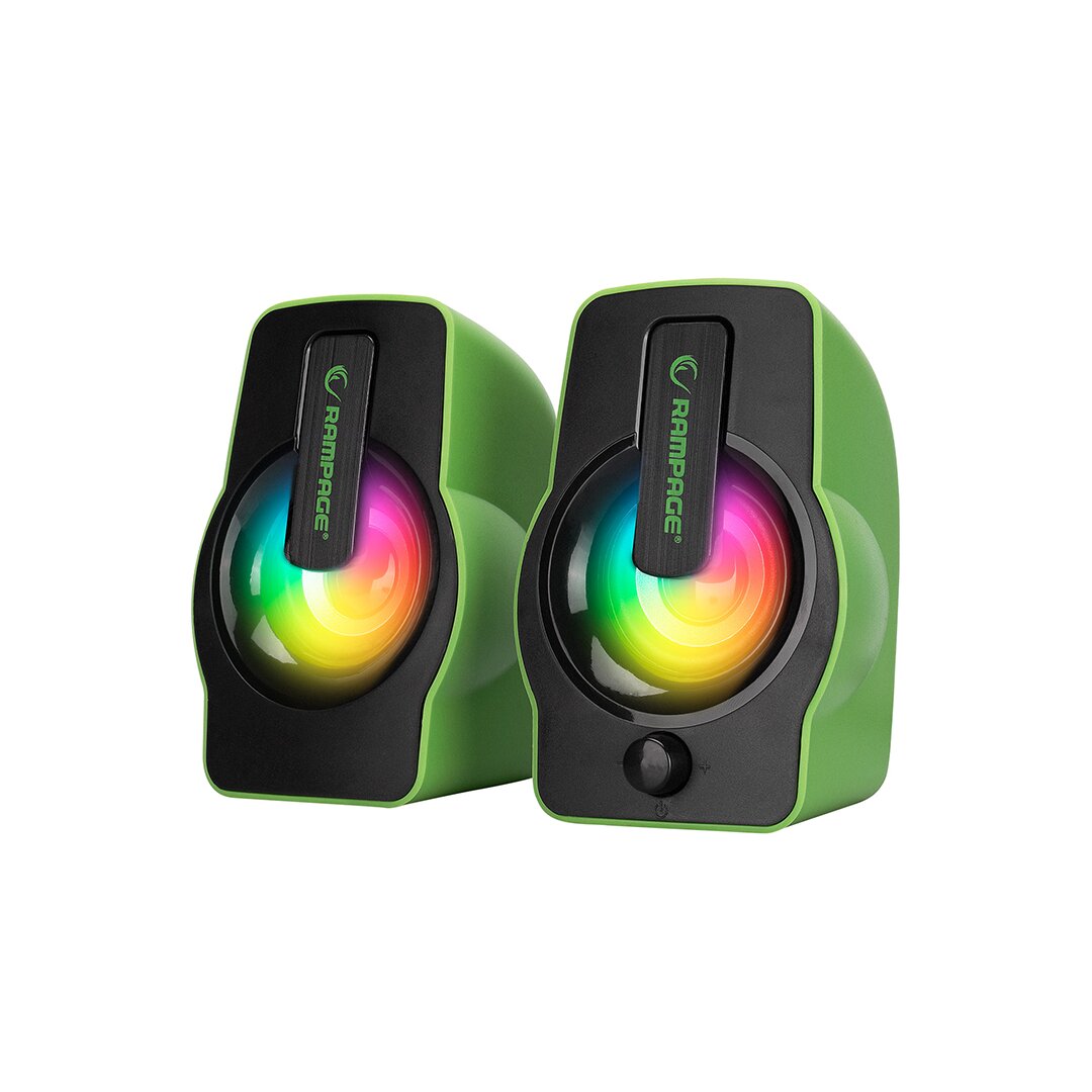 YEŞİL - RGB IŞIKLI 1+1 HOPARLÖR SPEAKAER SET USB KABLO 2.0 MULTİMEDYA - 6W