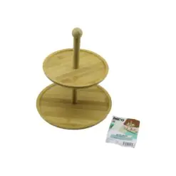 YUVARLAK  2 KATLI AHŞAP - BAMBU SERVİS SUNUM TAHTASI ÇAP: 20CM -- ÇAP:25CM