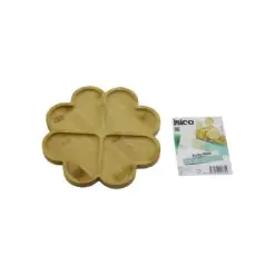 YUVARLAK 4 KALP BÖLMELİ AHŞAP BAMBU SERVİS SUNUM TEPSİ - TAHTASI 21 X 1.4CM