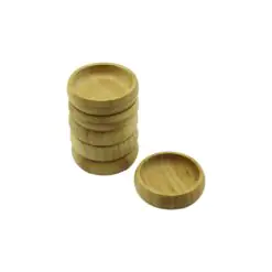 6 ADET - YUVARLAK AHŞAP BAMBU ÇEREZLİK - LOKUMLUK KASE DERİNLİK: 1.7CM  - ÇAP: 8.8CM