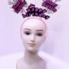 Happy Birthday Püsküllü Neon Pembe Renk Doğum Günü Tacı 22x19 cm