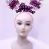 Happy Birthday Püsküllü Neon Pembe Renk Doğum Günü Tacı 22x19 cm