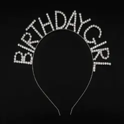 Kristal Taşlı Gümüş Renk Birthday Girl Tacı