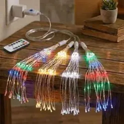 4’lü Açılır LED Işık Seti – 8 Farklı Işık Modlu, Kumandalı, USB Kablolu Renkli Dekoratif Fiber LED Lamba