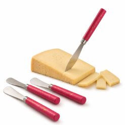 5 PARÇA  UZUN KAHVALTI BIÇAK - KIRMIZI MERMER DESEN SAPLI 16.5 cm