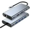 8in1 Type-C Çoklayıcı Hub HDMI 4K USB 3.0 SD TF Kart RJ45 Ethernet Dönüştürücü Adaptör
