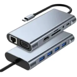 8in1 Type-C Çoklayıcı Hub HDMI 4K USB 3.0 SD TF Kart RJ45 Ethernet Dönüştürücü Adaptör