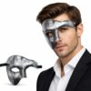 Antik Eskitme Gümüş Erkek Yarım Maske - Phantom &amp;amp; Balo Maskesi