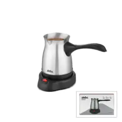 ÇELİK ELEKTRİKLİ CEZVE TÜRK KAHVE MAKİNESİ - 6FİNCAN=500ML 360° KABLOSUZ KULLANIM KATLANIR KULP 600W SCM-9039