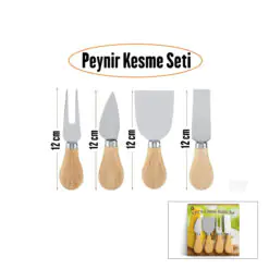 CHEESE KNİFE SET 4PCS PEYNİR BIÇAK SETİ AHŞAP BAMBU SAPLI