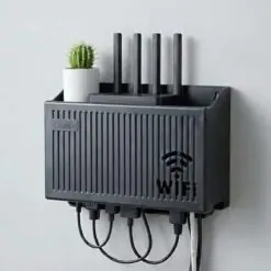 Duvar Tipi Wi-Fi Modem Saklama Kutusu(Siyah) – Kablo Düzenleyici Router Raf Organizer