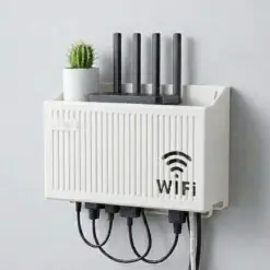 Duvar Tipi Wi-Fi Modem Saklama Kutusu(Beyaz) – Kablo Düzenleyici Router Raf Organizer