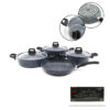 GRİ 7 PARÇA GRANİT TENCERE - TAVA SETİ 20-24CM DERİN - 27CM BASIK CAM KAPAK TENCERE - 26CM TAVA