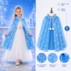 Kar Tanesi Desenli Mavi Elsa Pelerini - Astarlı Frozen Pelerini 85 cm