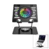 KATLANABİLİR LAPTOP STAND METAL - SOĞUTUCU FAN RGB IŞIKLI 360° DÖNEBİLEN FAN 2 USB SOKET