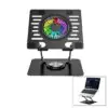 KATLANABİLİR LAPTOP STAND METAL - SOĞUTUCU FAN RGB IŞIKLI 360° DÖNEBİLEN FAN 2 USB SOKET