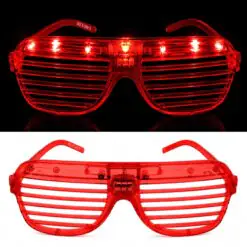 LED Işıklı Panjur Parti Gözlüğü Kırmızı Renk Shutter Gözlük