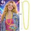 Neon Sarı Boncuk Kolye 80 cm – Retro 80’ler 90’lar Parti Aksesuarı