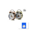 TWIN BELL ALARM CLOCK YUVARLAK MASA ÇALAR SAAT METAL KASA ESKİTME DESENLİ PİLLİ - IŞIKLI ÇAP: 10CM BGC-52 HERHANGİ BİR RENK GÖNDERİLİR
