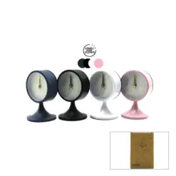 YUVARLAK MASA ÇALAR SAAT METAL KASA RENKLİ PİLLİ - AYAKLI ÇAP: 8.5CM BGC-5