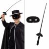 Zorro Kostüm Plastik Aksesuar Seti – Maske ve Kılıç (67 cm)