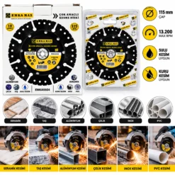 10 ADET ÇOK AMAÇLI KESME DİSK SERAMİK - ÇELİK - PVC - INOX - ALÜMİNYUM - TAŞ 115MMX22.2