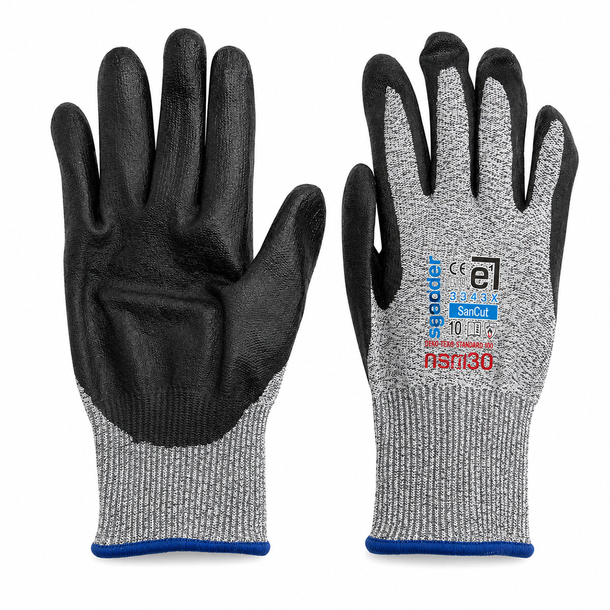 10 ADET ZEBRA NO 10 XLARGE KESİLME DİRENÇLİ NİTRİL İŞÇİ ELDİVEN BANDI