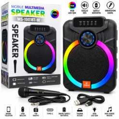 10 INC KARAOKE MİKROFONLU SPEAKER HOPARLÖR BT - SD - USB SARJLI RGB IŞIKLI DC 5V - AUX MS-1001BT-2 PL-4800