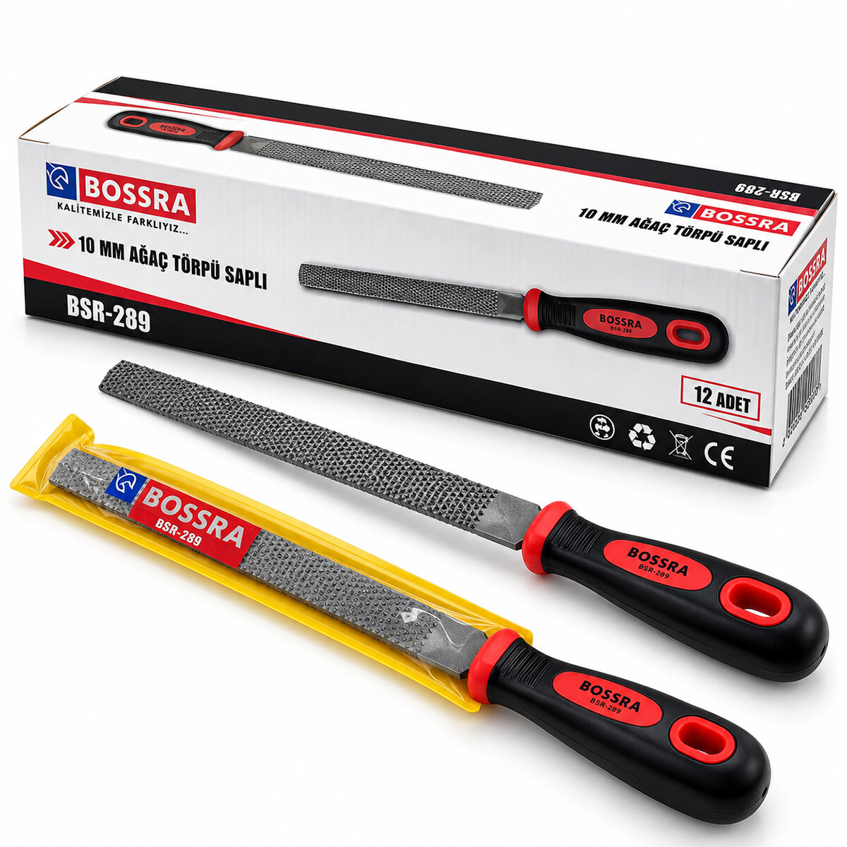 12 ADET 10 INC İNC BALIK SIRTI AĞAÇ - METAL TÖRPÜSÜ METAL EĞE KAUÇUK PLASTİK SAPLI
