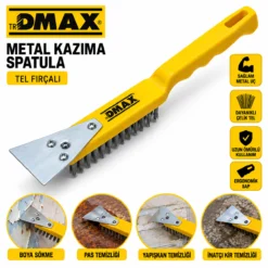 12 ADET 2IN1 ÇELİK TEL FIRÇA - METAL KAZIMA SPATULA 270MM