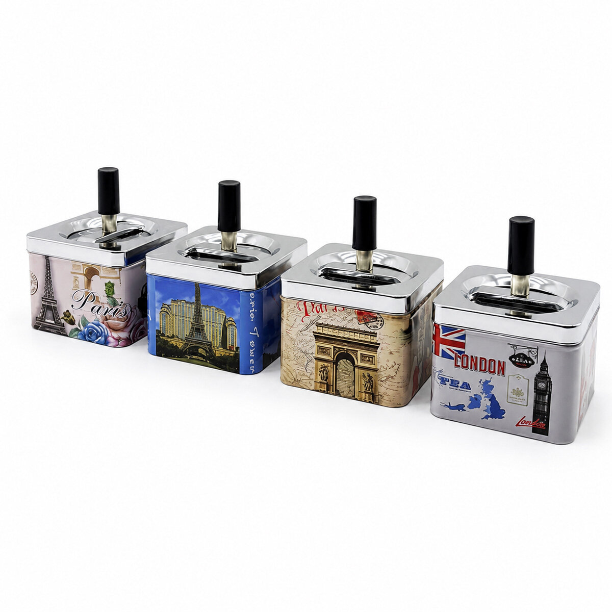 12 ADET ASHTRAY KARE - BASMALI METAL KÜLLÜK