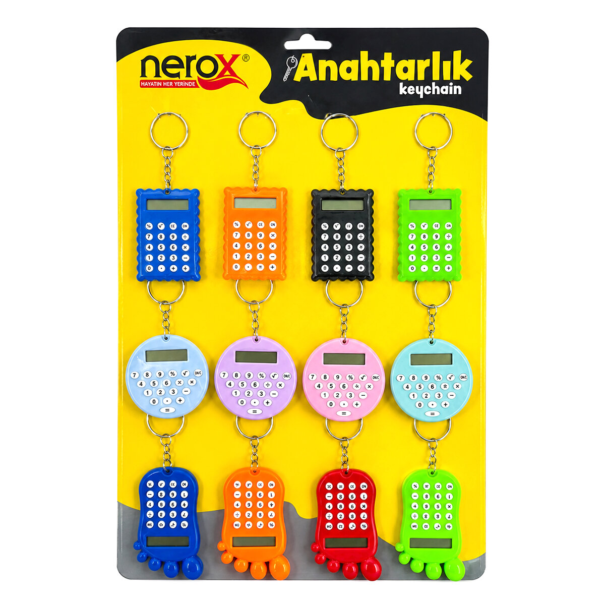 12 ADET HESAP MAK. ANAHTARLIK RENKLİ PLASTİK NRX-4089
