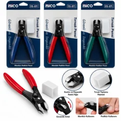 12 ADET KÜÇÜK METAL TIRNAK ET PENSİ PEDİKÜR MANİKÜR MAKASI PLASTİK KORUMA BAŞLIK - PLASTİK SAP PENSE MODELİ